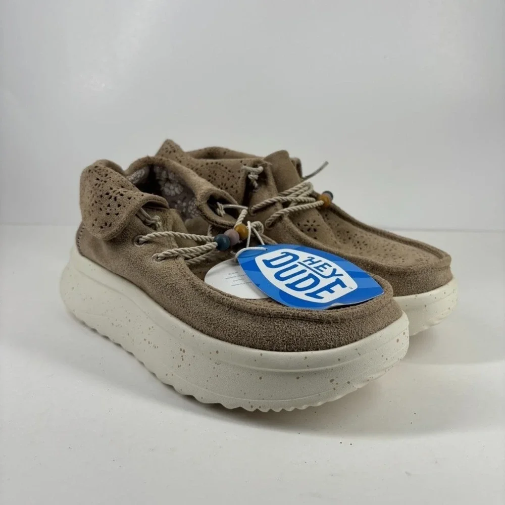 Hey Dude Wendy Peak Fold Boot Suede‎ Women's US 9 Brown Moc Toe Platform Booties